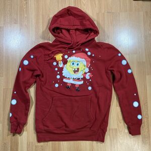 Nickelodean SpongeBob Squarepants Christmas Hoodie (Junior’s Size S) • EUC